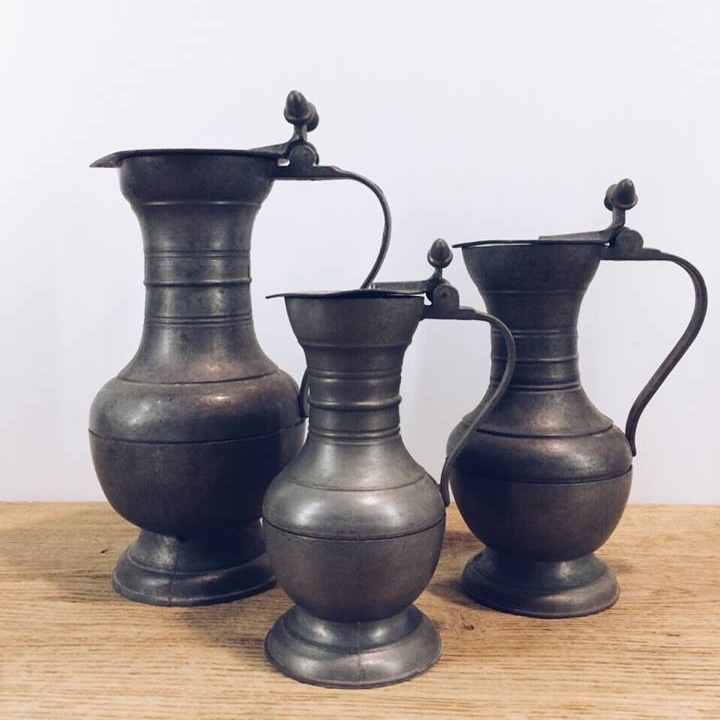 Глечик з кришкою вінтаж олово JU-010