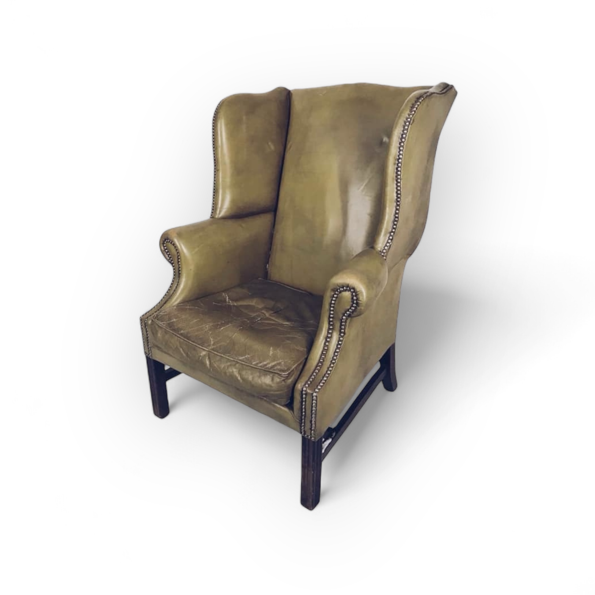 Крісло шкіряне "вольтерівське" оливка вінтаж, шкіра CH-018