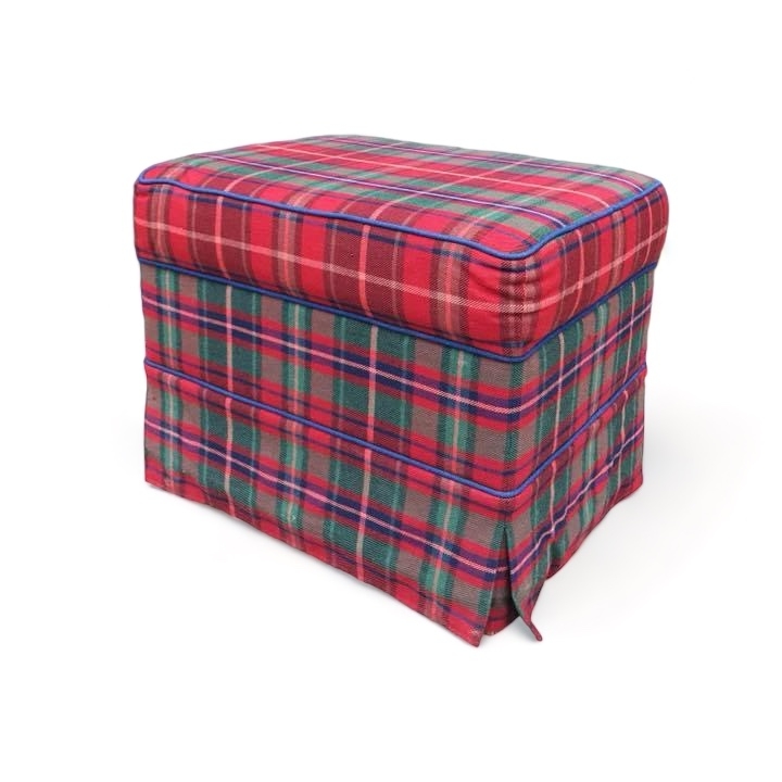 Пуф в клітинку "ретро" з ящиком, обивка - тканина PF-001
