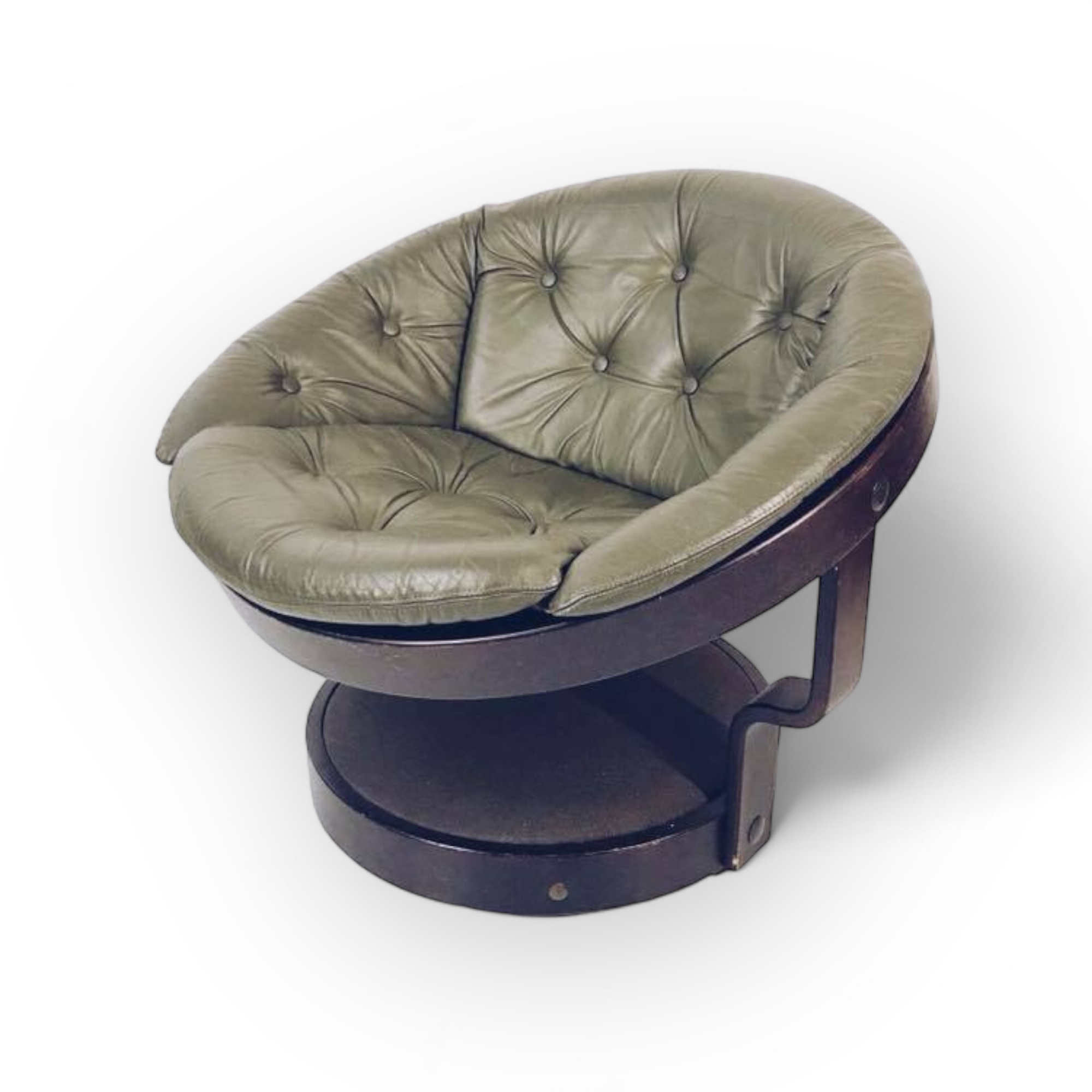 Крісло шкіряне зелене вінтаж The lounge chair Convair by Oddment Vad for VAD Trevarfabrikk (1972) CH-009