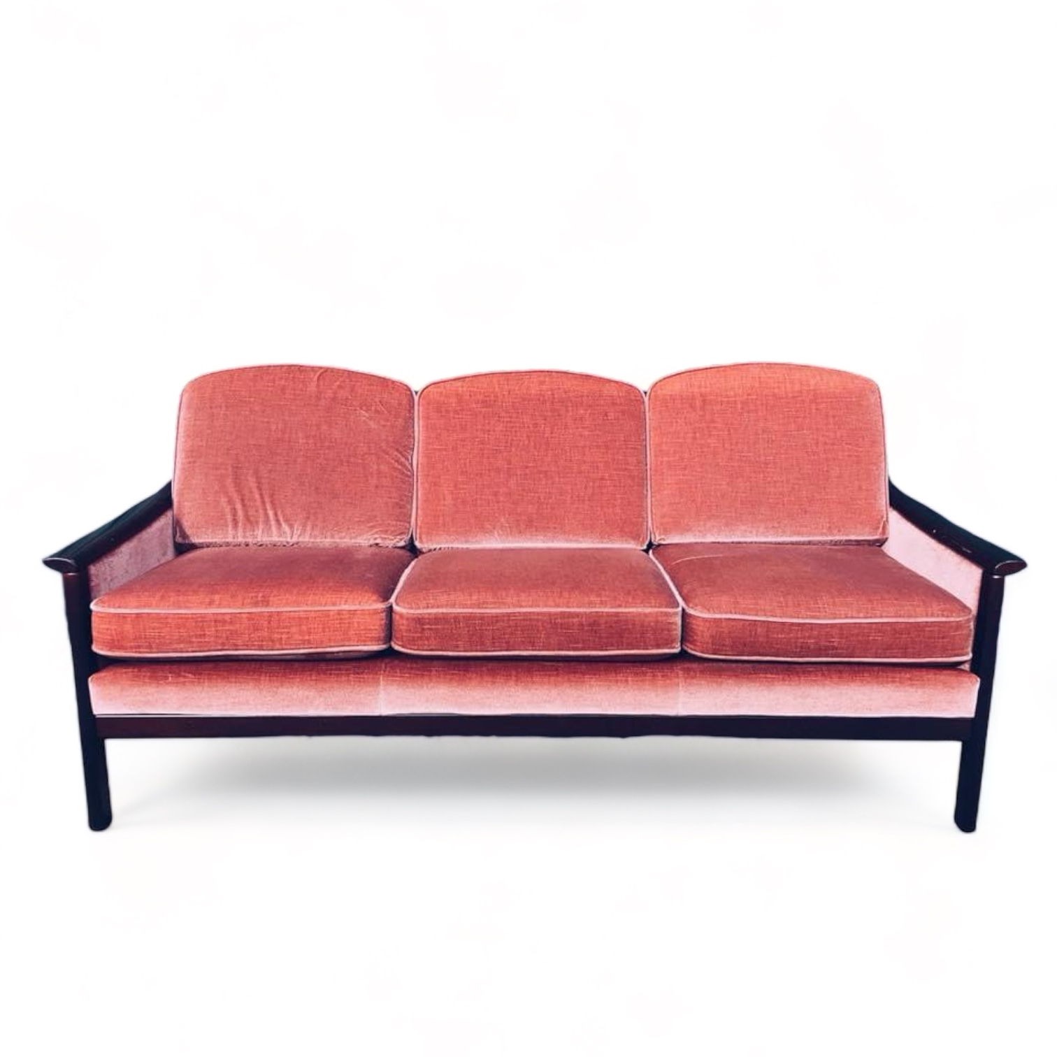 Диван 3-місний велюровий корал вінтаж SF3-003