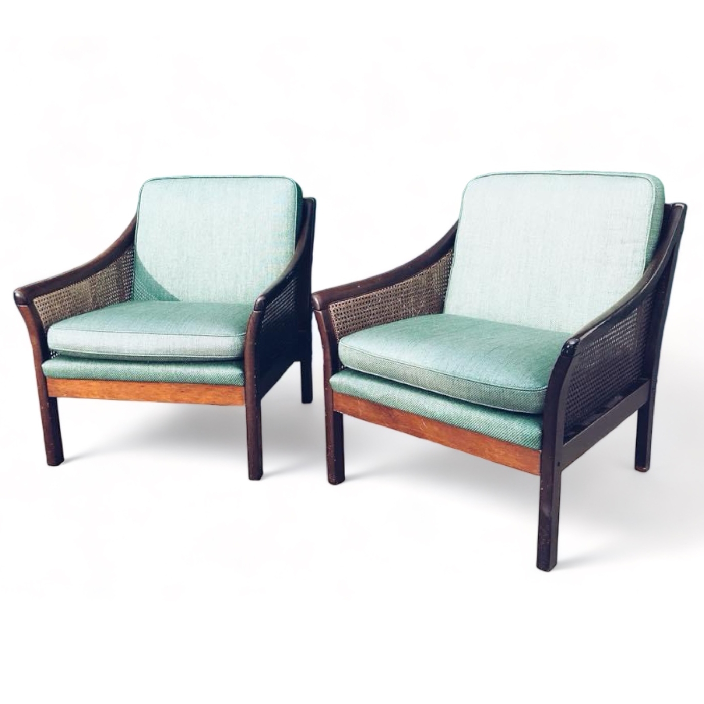 Крісло вінтаж зелена обивка ротангова сітка CH-002