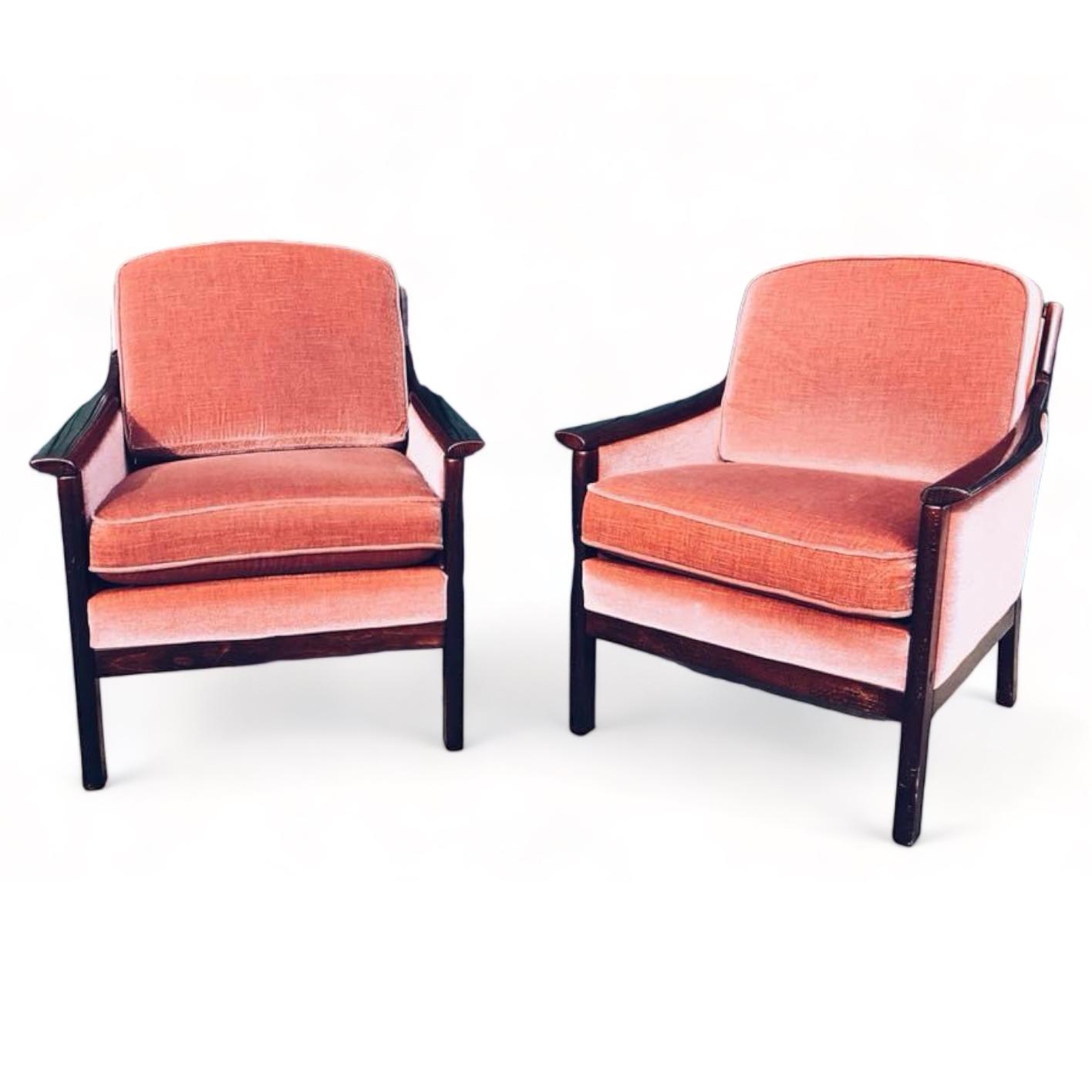 Крісло велюрове корал вінтаж CH-003