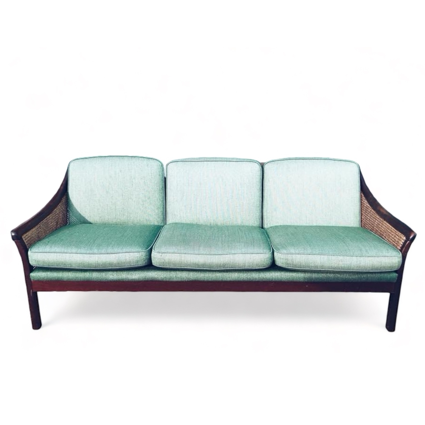 Диван 3-місний зелений з ротанговою сіткою вінтаж SF3-004