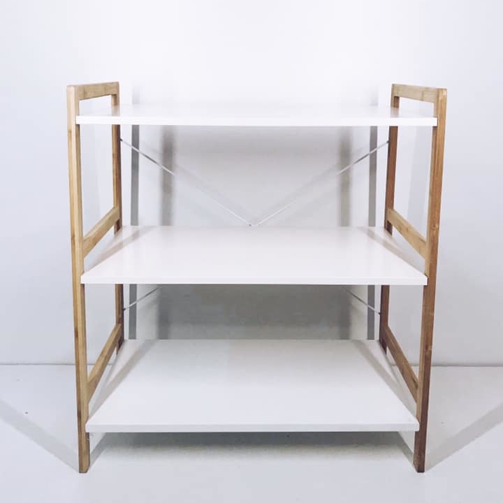 Стелаж 3 полиці дерево/білий мдф SR-025