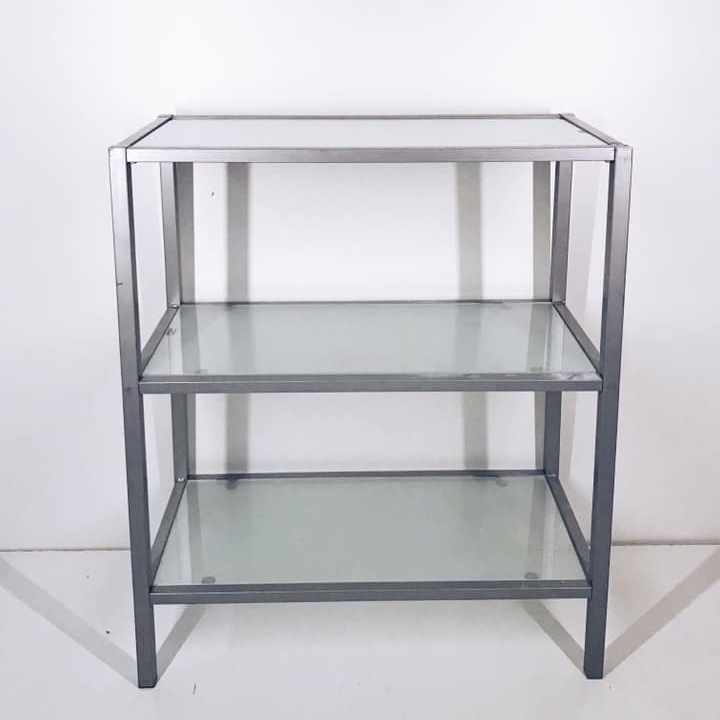 Стелаж метал/скло сірий на 3 полиці SR-035