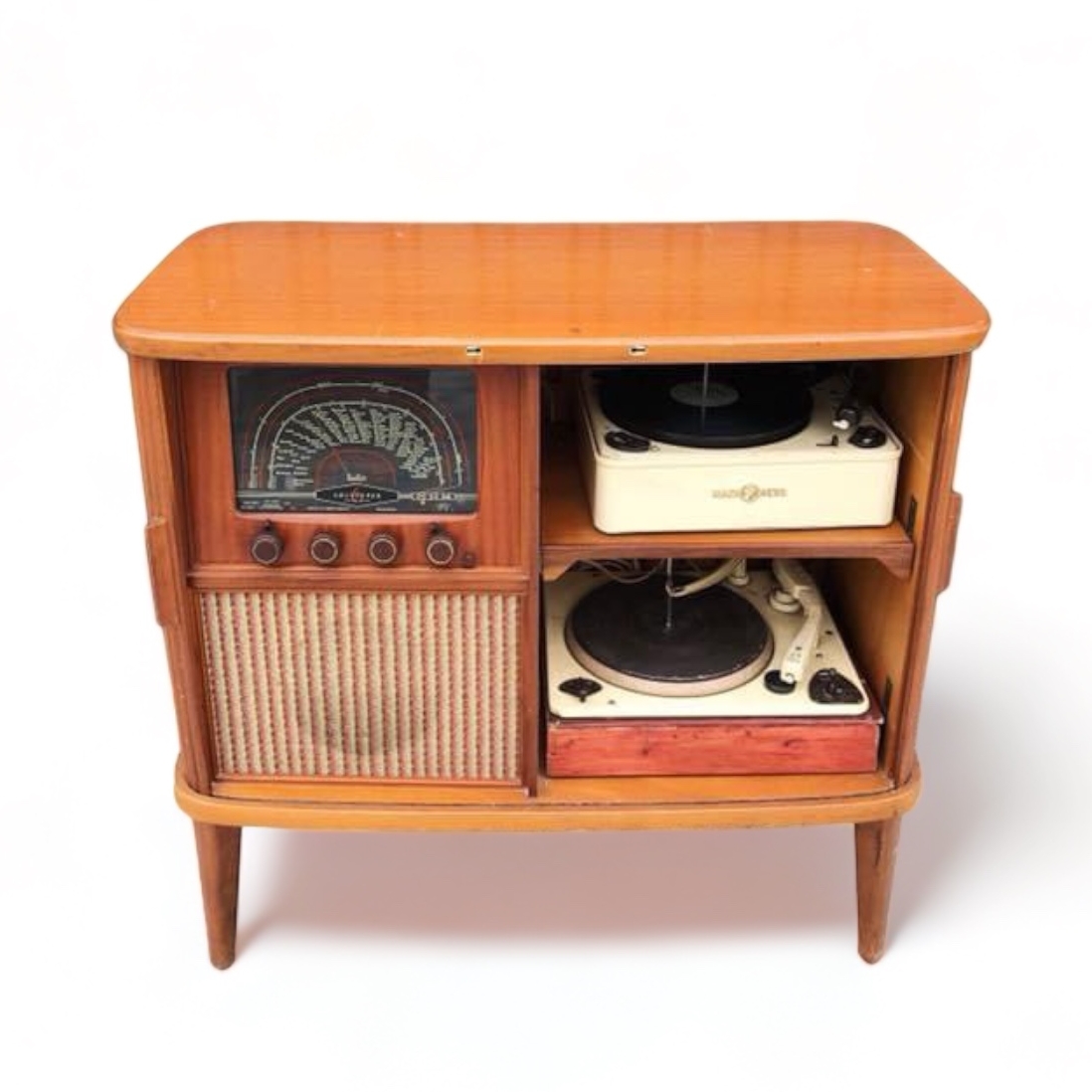 Тумба з вбудованим радіоприймачем та програвачами вінілу вінтаж 50-60-ті роки, тік CB-004