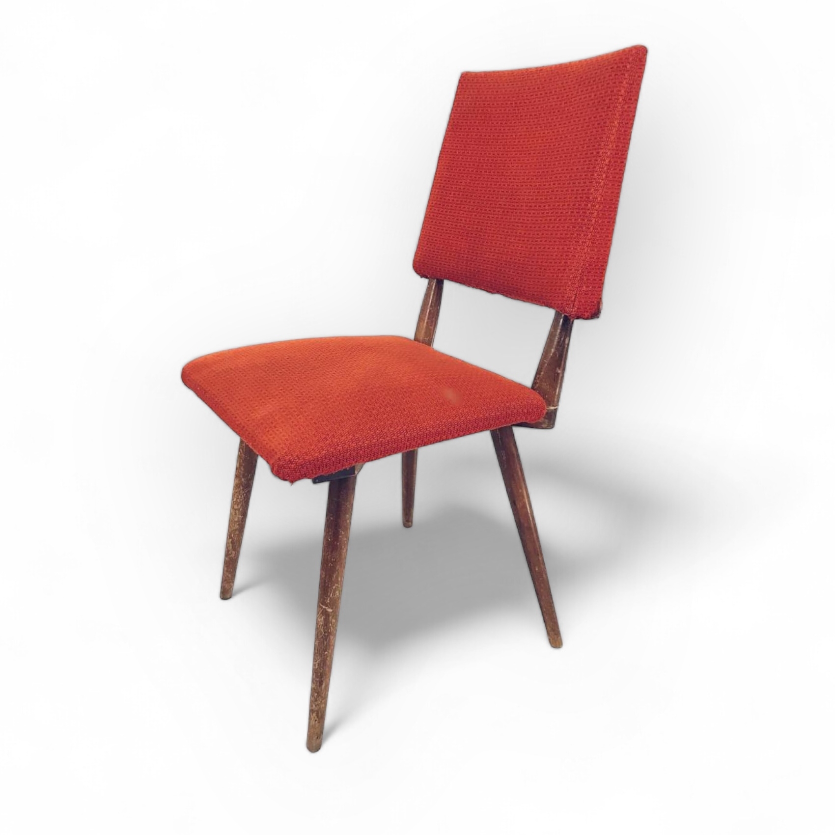 Стілець обідній вінтаж 70-і червона обивка, дерево/тканина ST-007