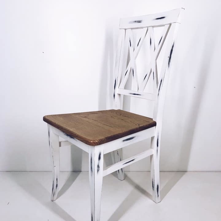 Стілець обідній білий з потертостями, дерево ST-070