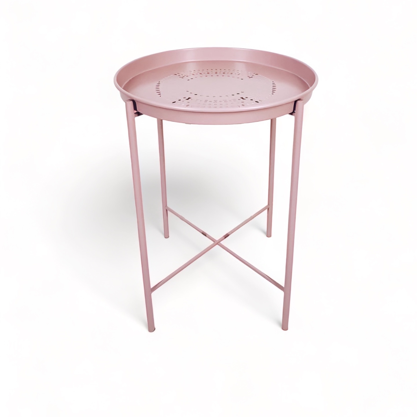 Кавовий столик рожевий зі зйомною тацею, метал ТВ-502