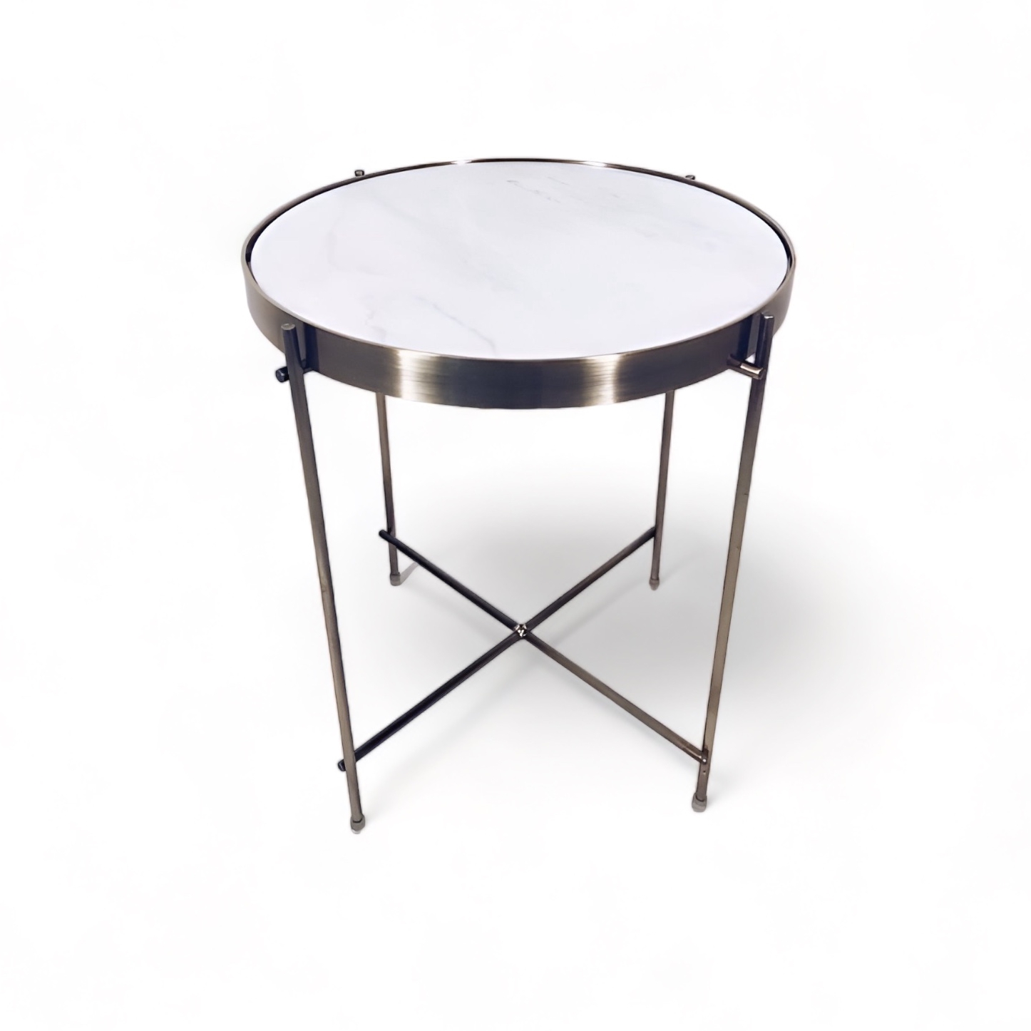 Столик кавовий круглий, мармур/латунь ТВ-503