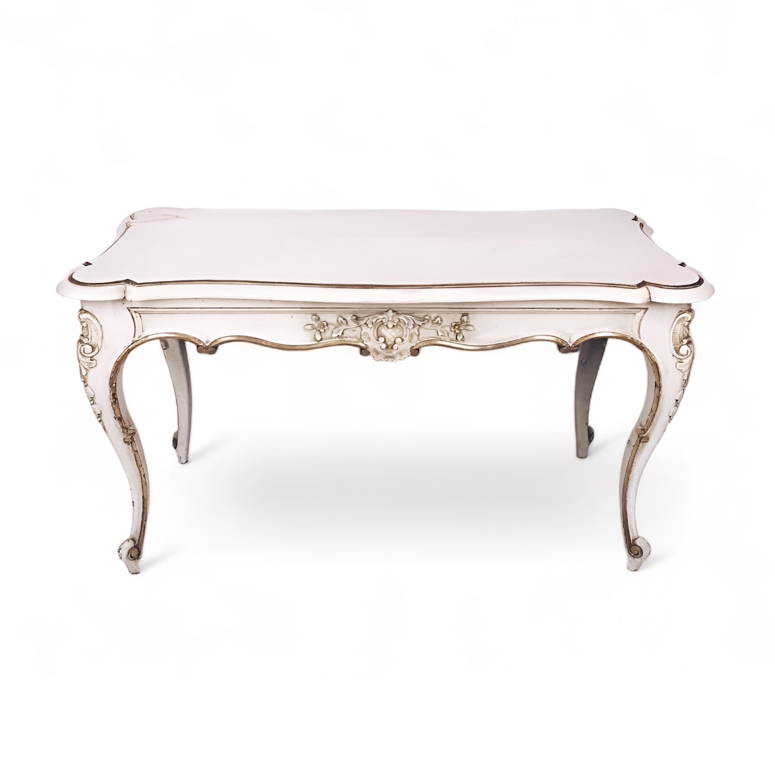 Столик кавовий барочной з різбленням білий вінтаж, дерево TB-507