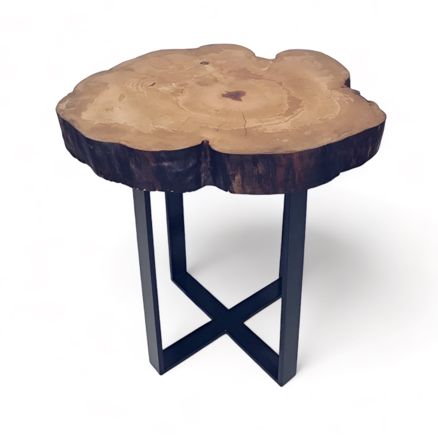 Стіл кавовий, зріз дерева/метал ТВ-509