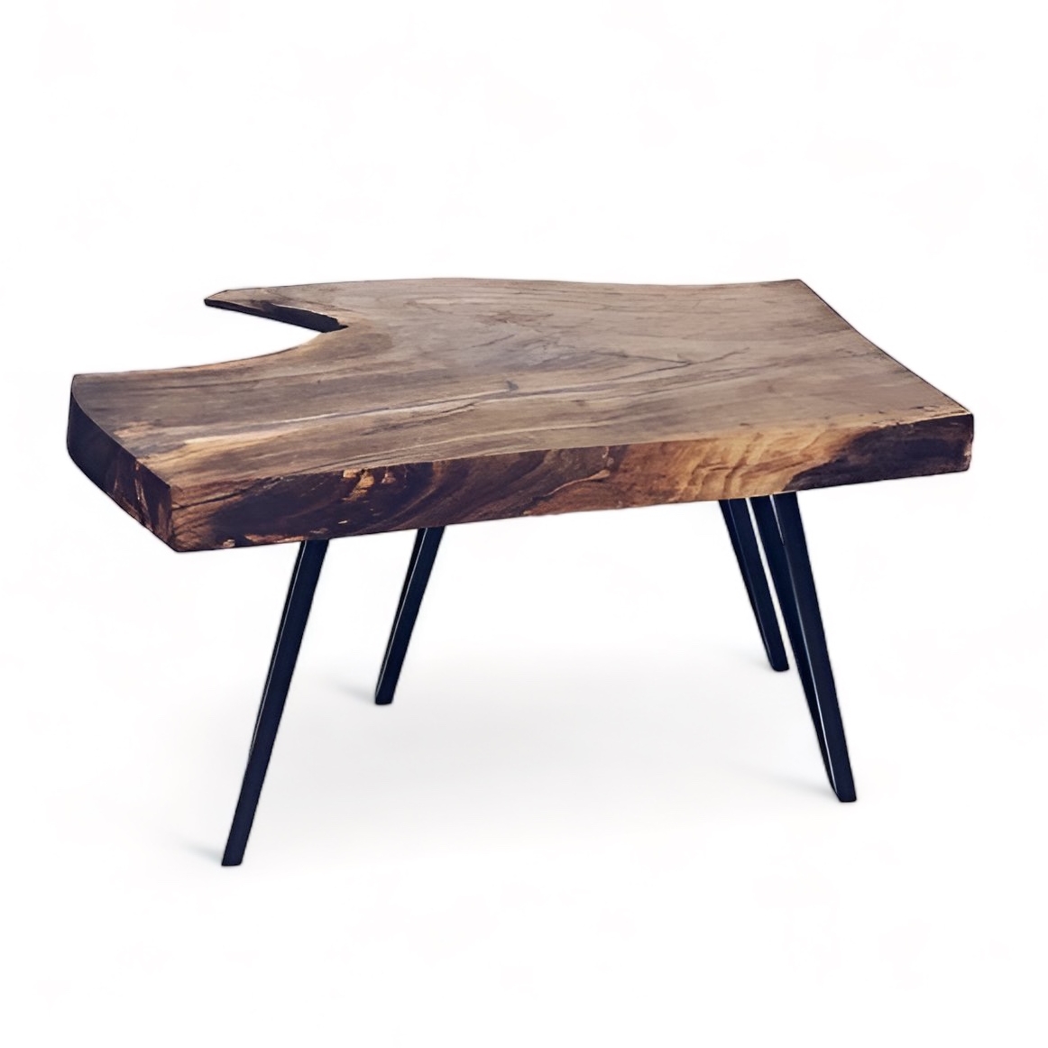 Столик кавовий зріз вертикальний природна форма дерева, дерево/метал ТВ-510