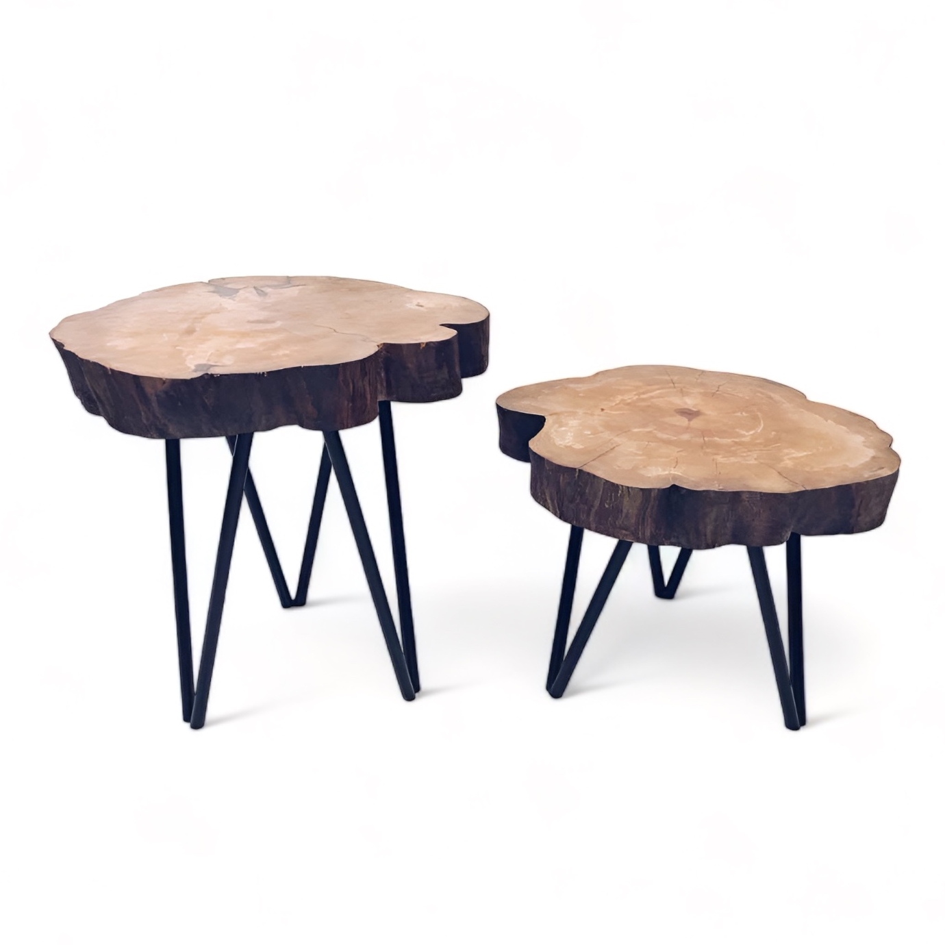 Столик кавовий на трьох ніжках , зріз дерева/метал ТВ-511