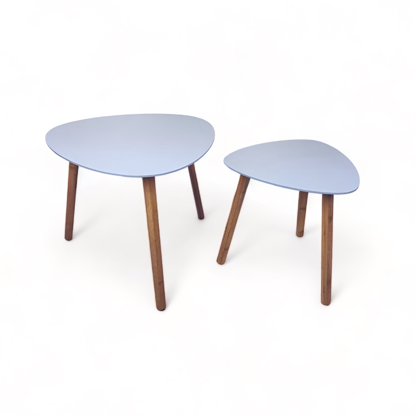 Пара кавових столиків на 3х ніжках блакитні, дерево/мдф ТВ-512