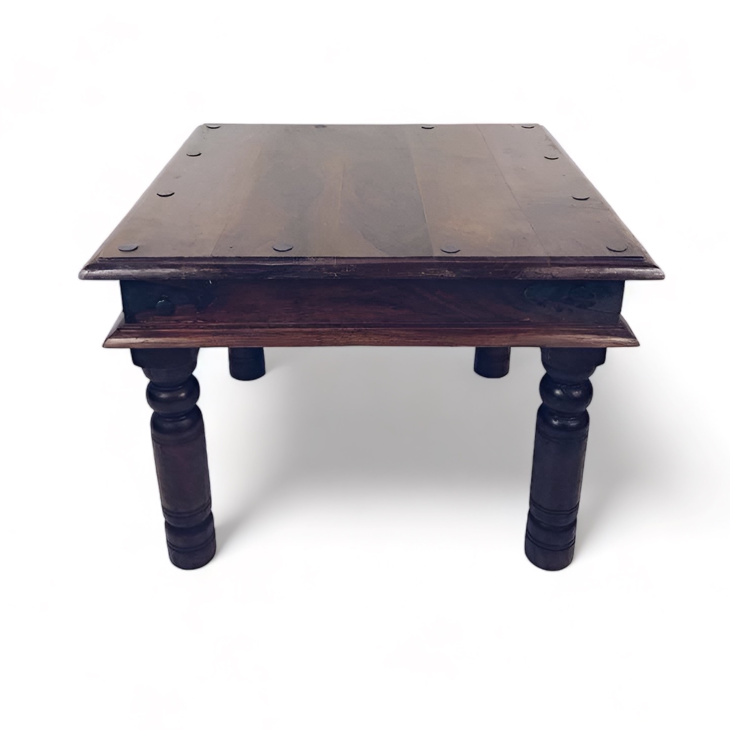 Кавовий стіл індійський квадратний, темне дерево/метал ТВ-517