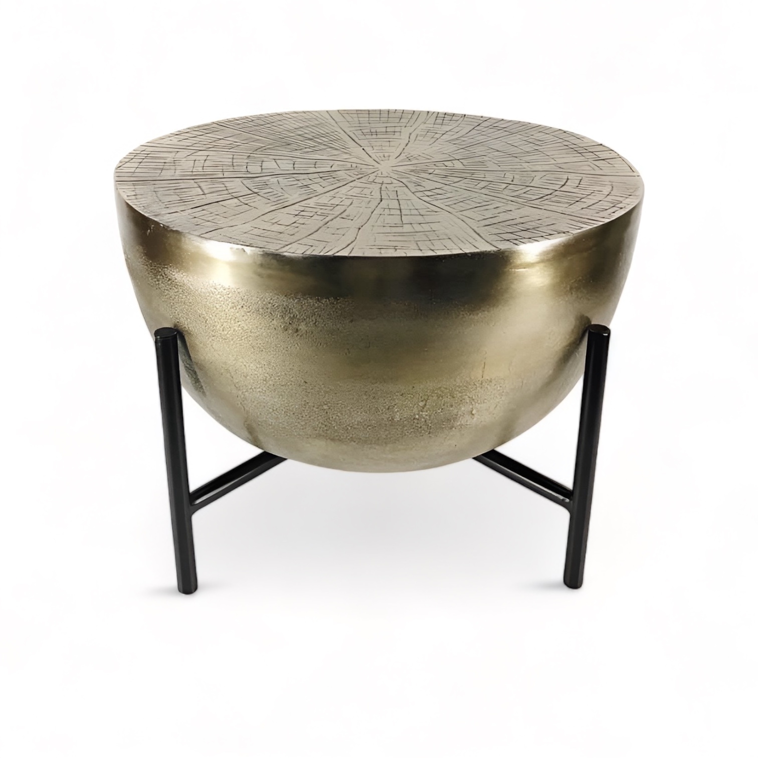 Кавовий стіл з імітацією зрізу дерева золото, метал TB-542