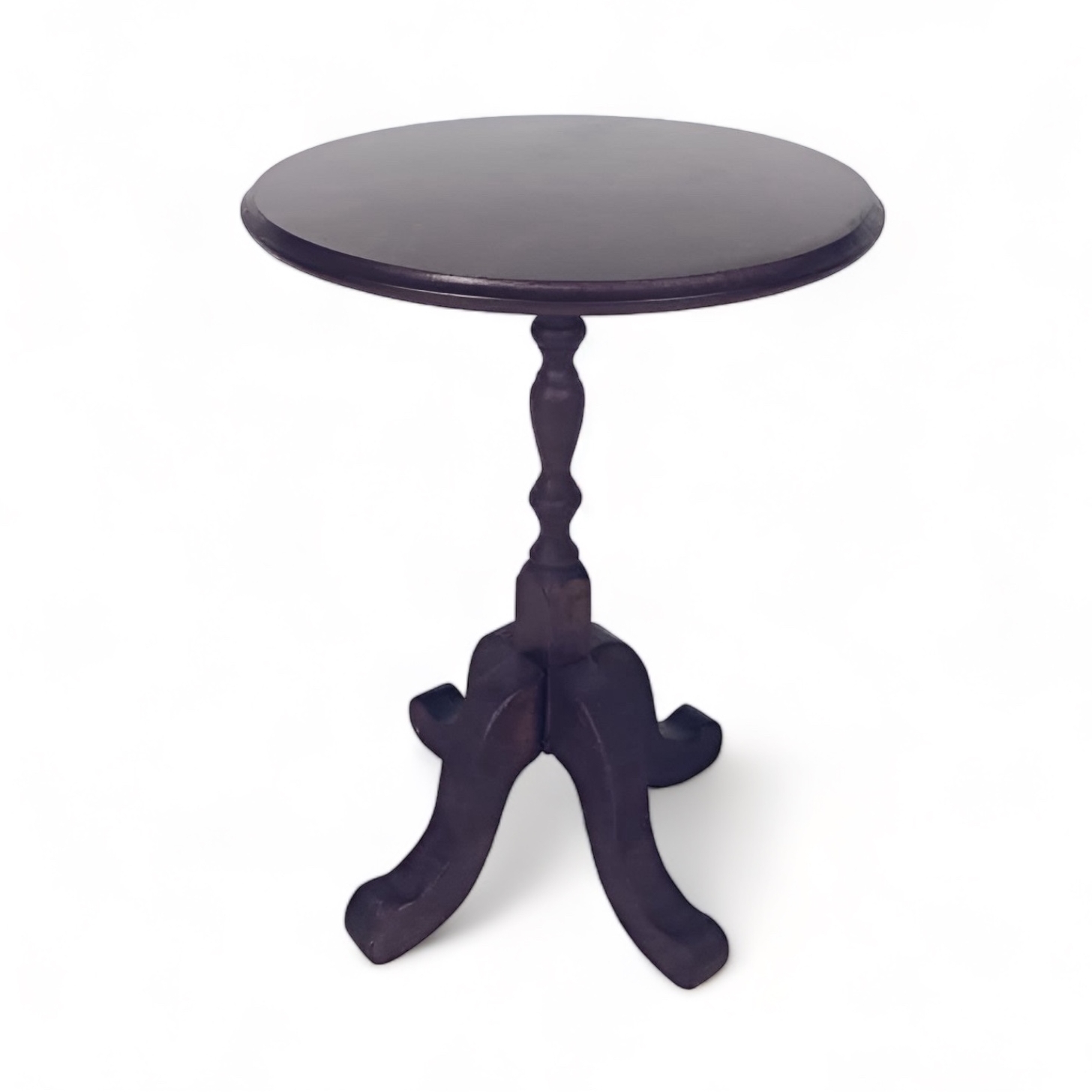 Столик кавовий круглий на різбленій ніжці, темне дерево ТВ-560
