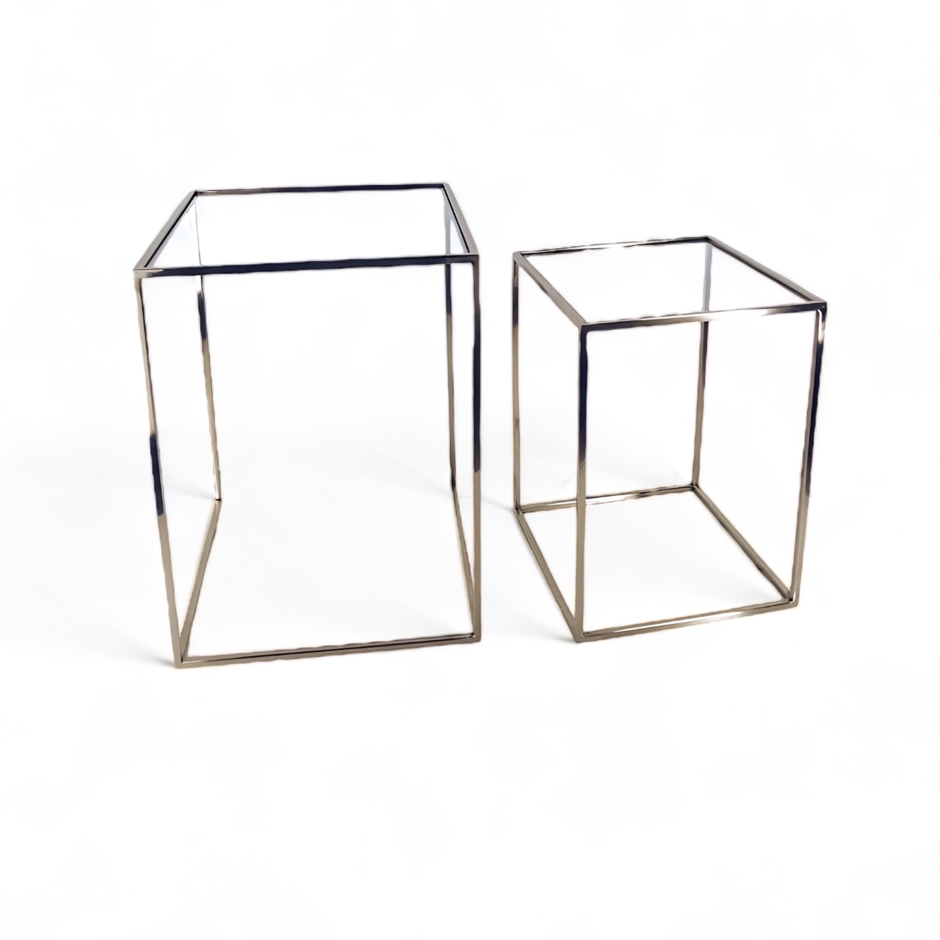 Столики-підставки прямокутні комплект з 2 шт золото, метал/скло TB-563