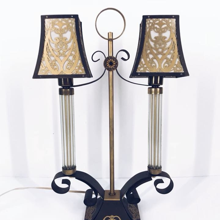 Лампа настільна вінтаж с двома абажурами мал LT-039