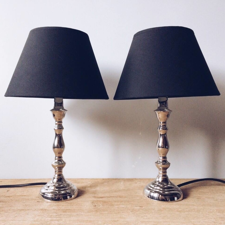 Лампа настільна база хром чорний абажур LT-109