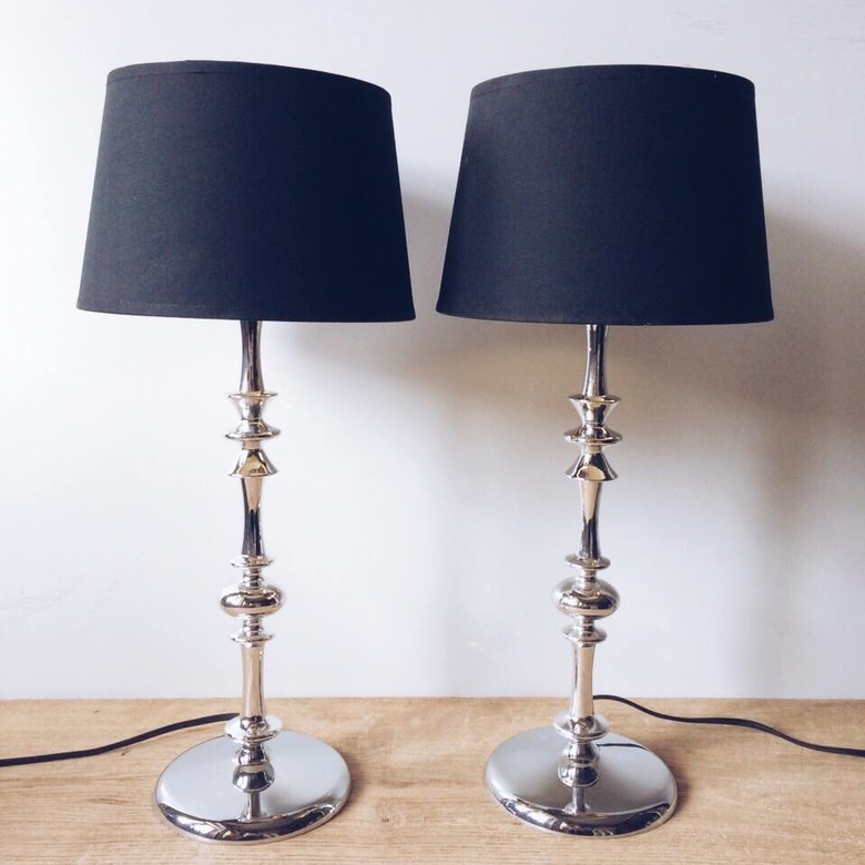 Лампа настільна база хром абажур чорний вел LT-110