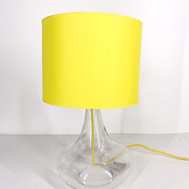 Лампа настільна прозора база жовтий абажур LT-026