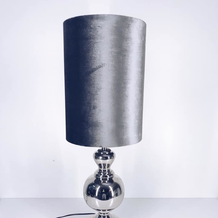 Лампа настільна велика сільвер абажур велюр LT-024