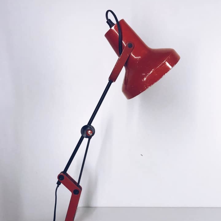 Лампа офісна вінтаж на струбцині метал червоний LT-018