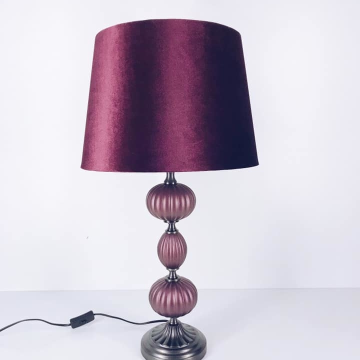 Лампа настільна зі скляними кулями на основі абажур велюр фіолетовий LT-004