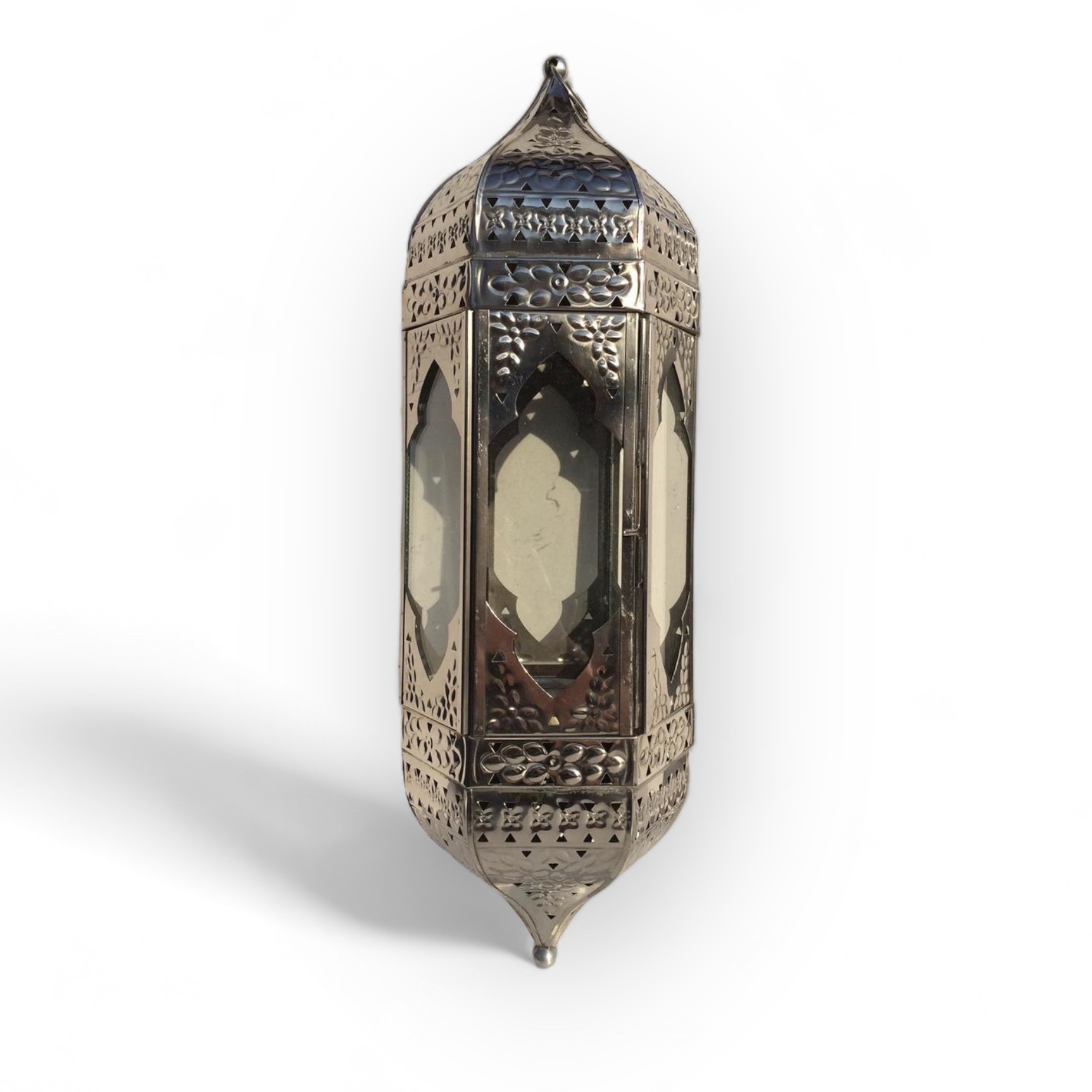 Ліхтар підвісний східний метал хром/скло CL-067