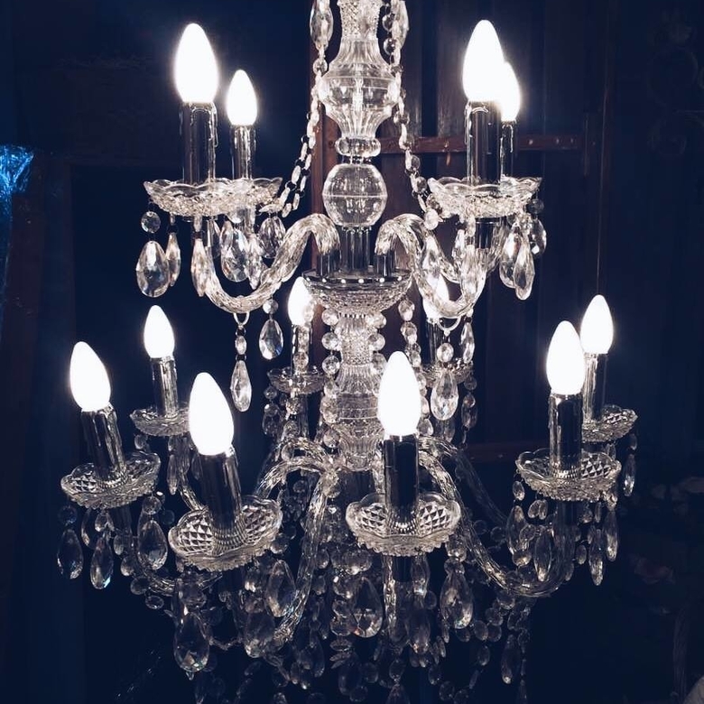 Люстра 2-ярусна акрилові підвіски LS-015