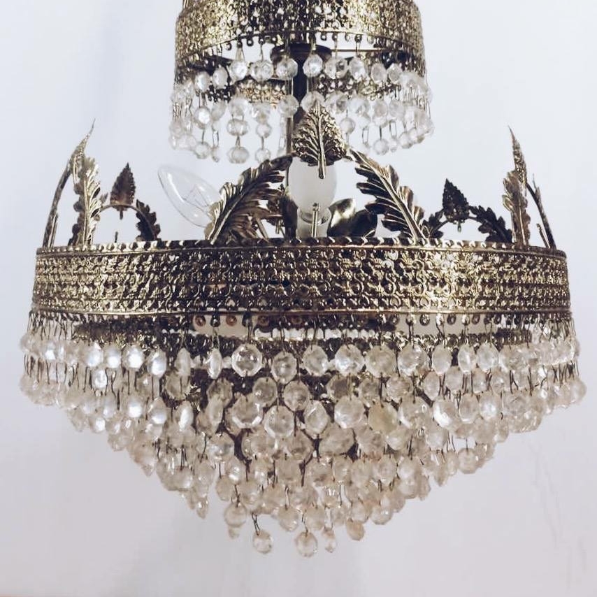 Люстра каскад з листочками вінтаж метал/пластик LS-019