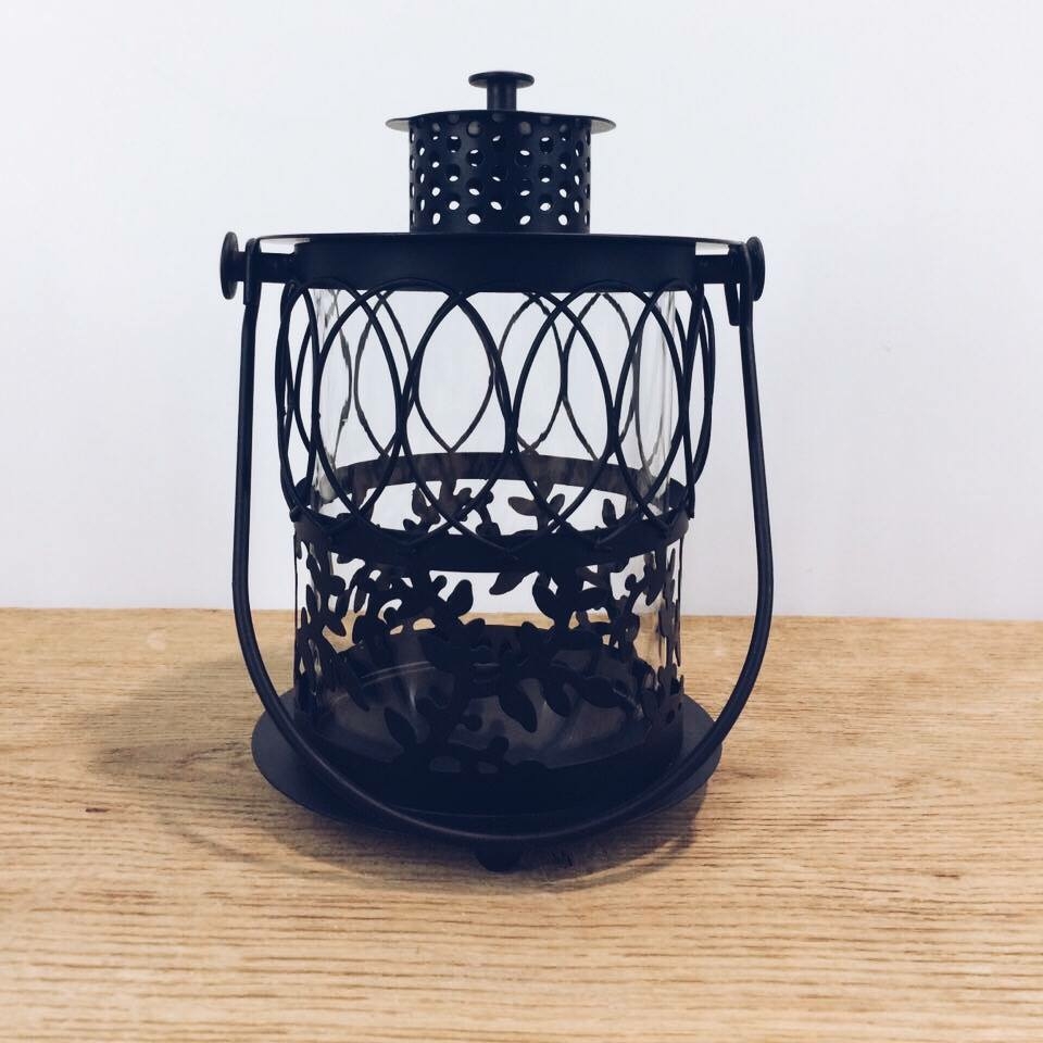 Ліхтар чорний малий метал/скло CL-031