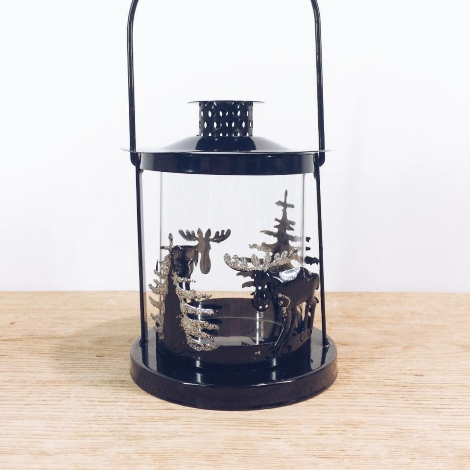 Ліхтар чорний малий метал/скло CL-030