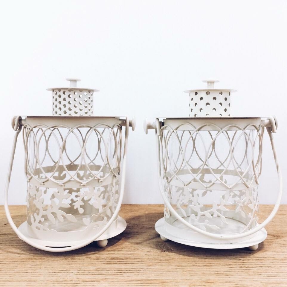 Ліхтар чорний білий метал/скло CL-032