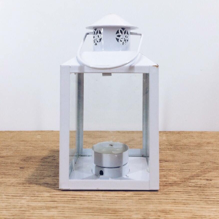 Ліхтар малий білий метал/скло CL-029