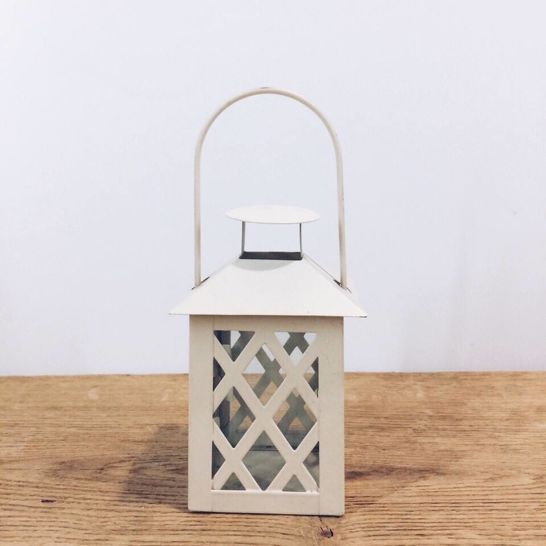 Ліхтар малий білий метал/скло CL-028