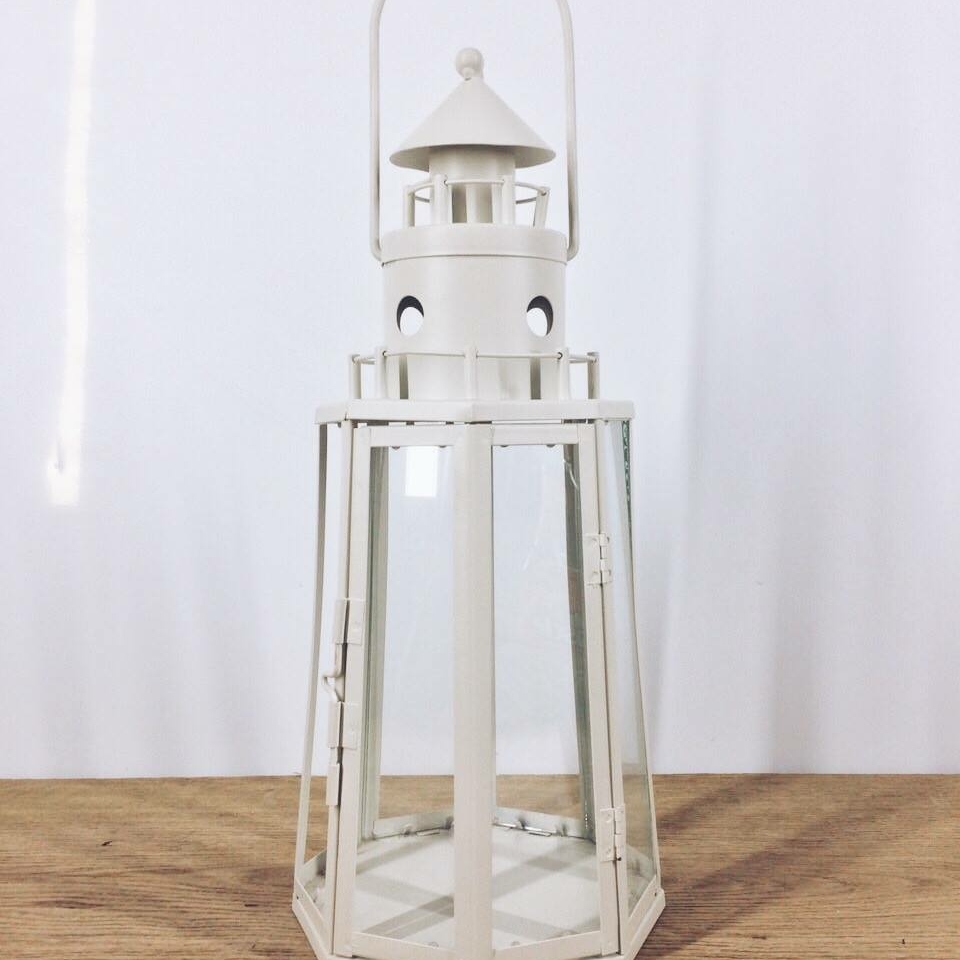 Ліхтар-підсвічник Маяк скло/метал білий CL-043