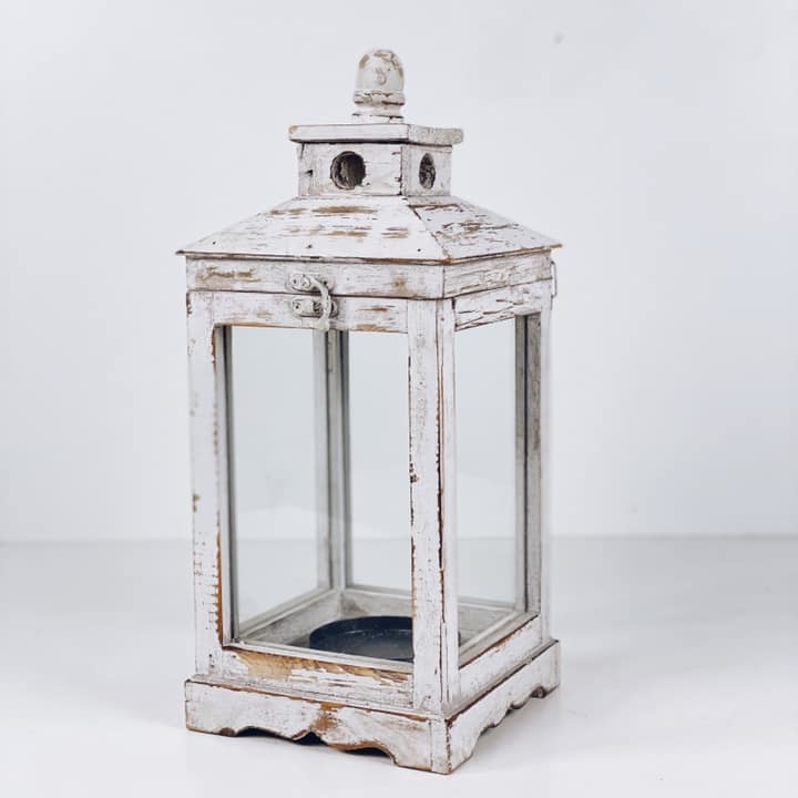 Ліхтар білий дерево/скло CL-047