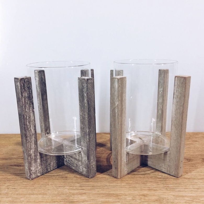 Підсвічник-колба скло/дерево CL-033