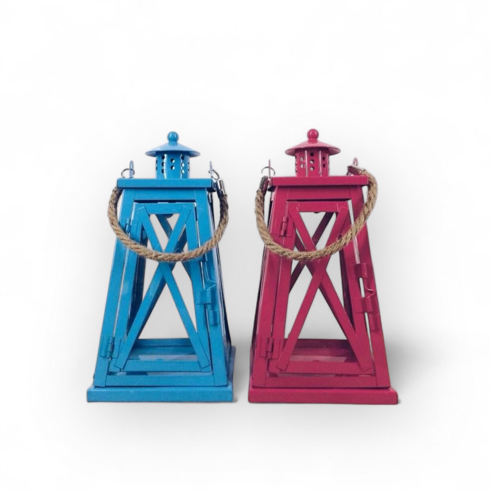 Ліхтарі в морському стилі рожевий/синій метал/скло CL-041