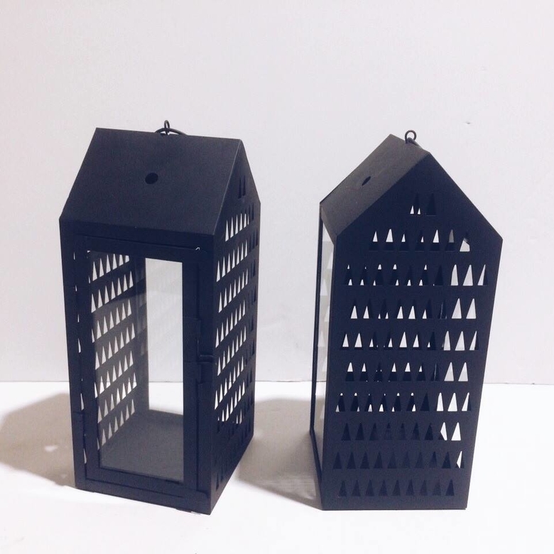 Ліхтар-будинок чорний метал/скло CL-063