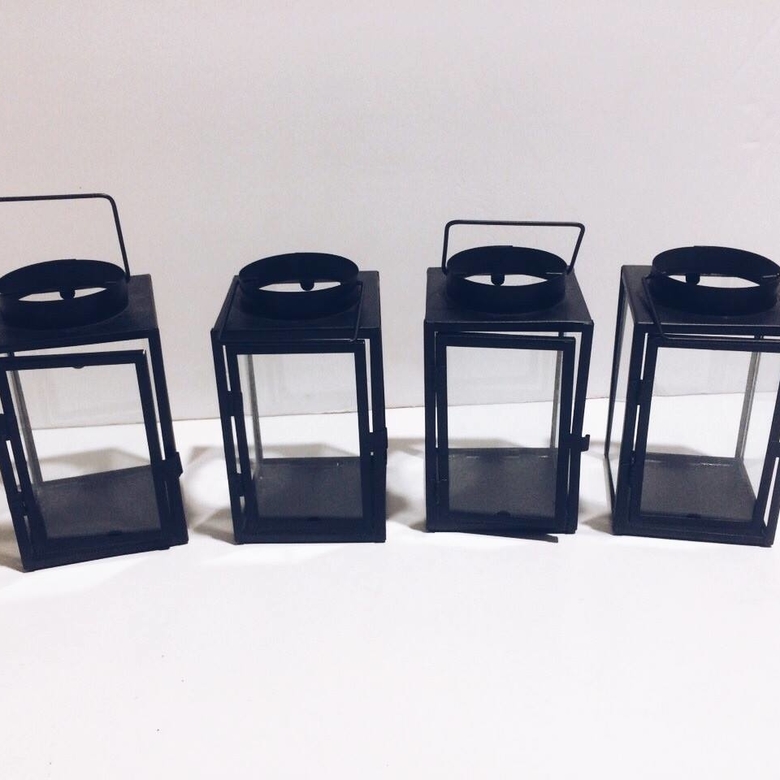 Ліхтар малий чорний метал/скло CL-062