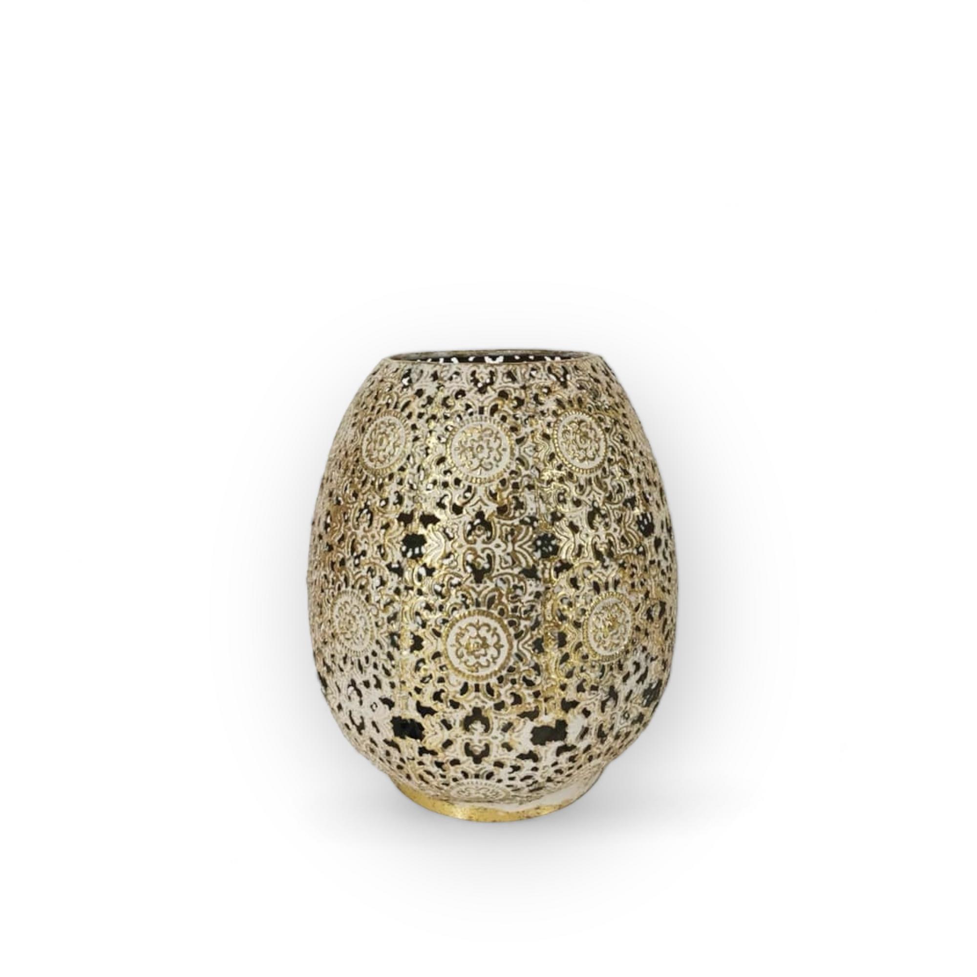 Ліхтар-підсвічник відкритий ажурний метал золото CL-001