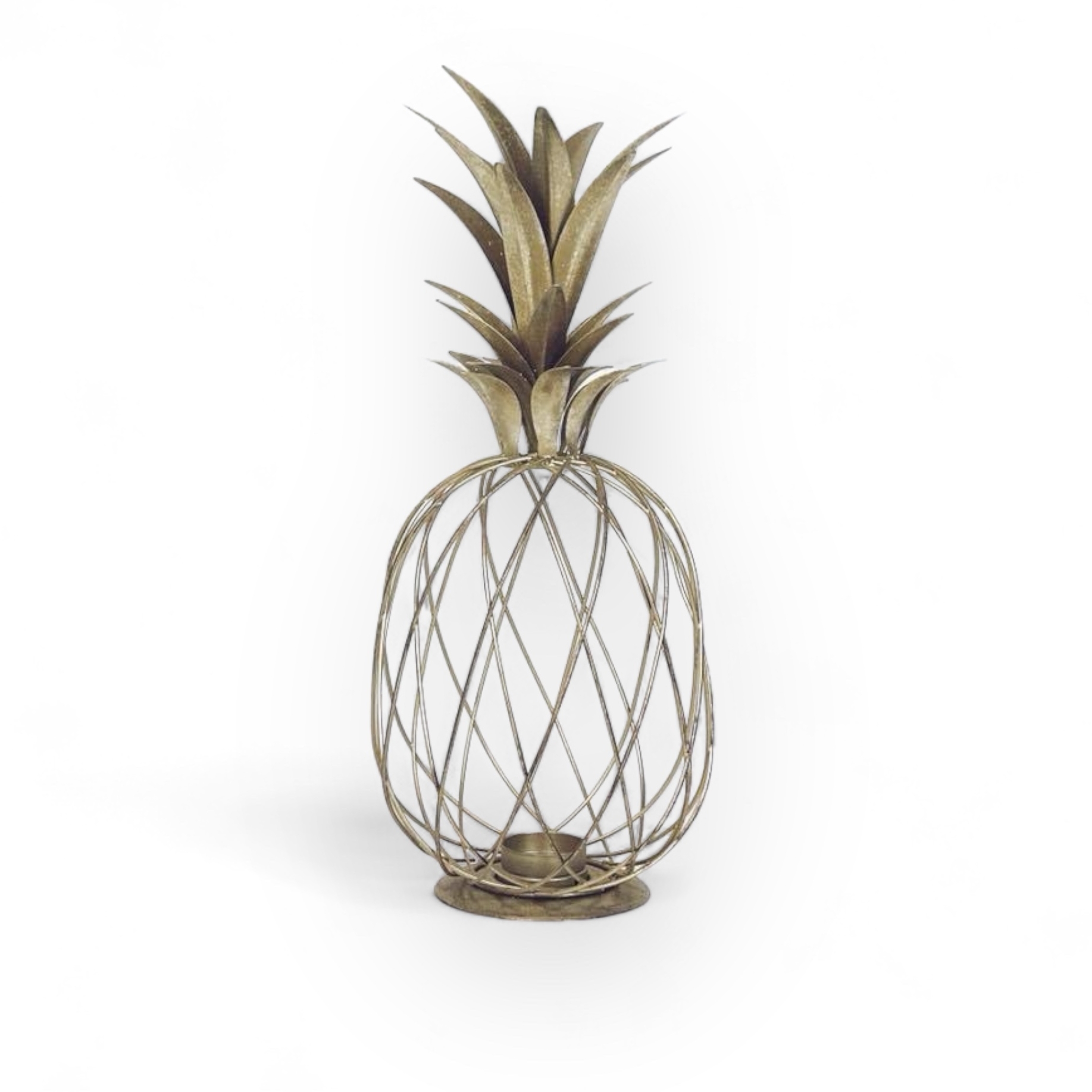 Ліхтар-підсвічник відкритий Ананас метал золото CL-016