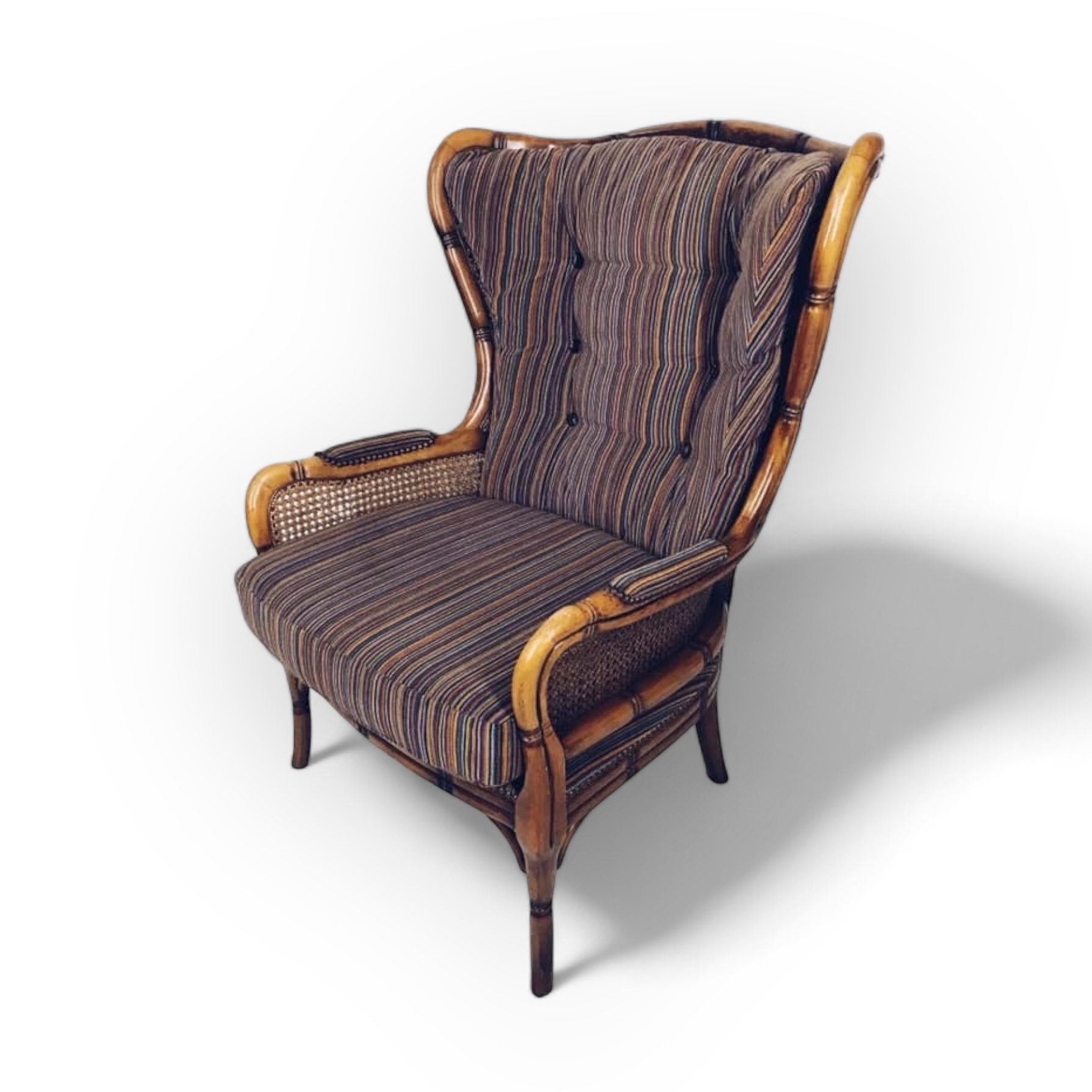 Крісло вінтаж ротанг смугаста обивка CH-078