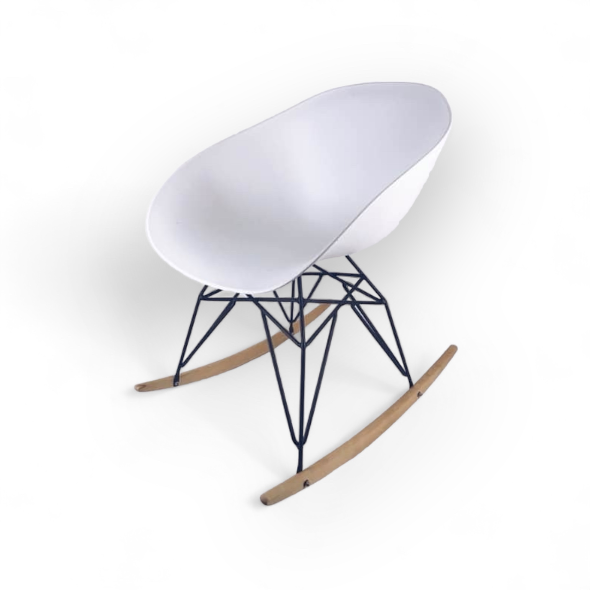 Крісло-качалка біле пластик/метал/дерево CH-084