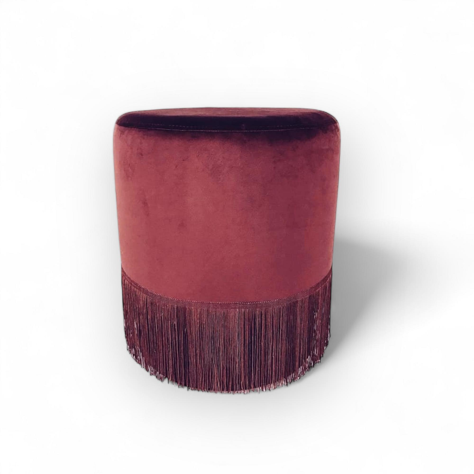 Пуф велюр бордо з китицями PF-018